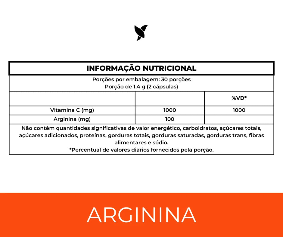 Arginina + Vitamina C — Suplemento alimentar em cápsulas