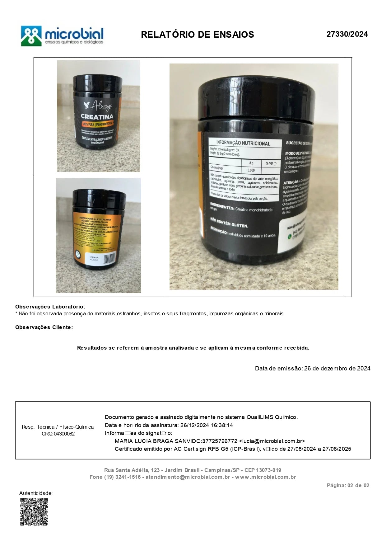 Creatina Monohidratada — Suplemento alimentar em cápsulas