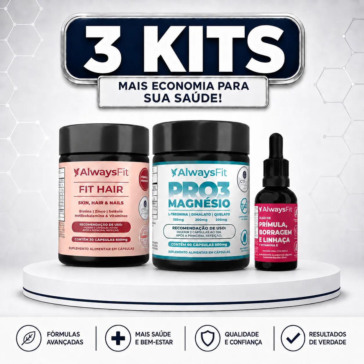 Kit 6 - Fithair + Composto Meno + Pro3