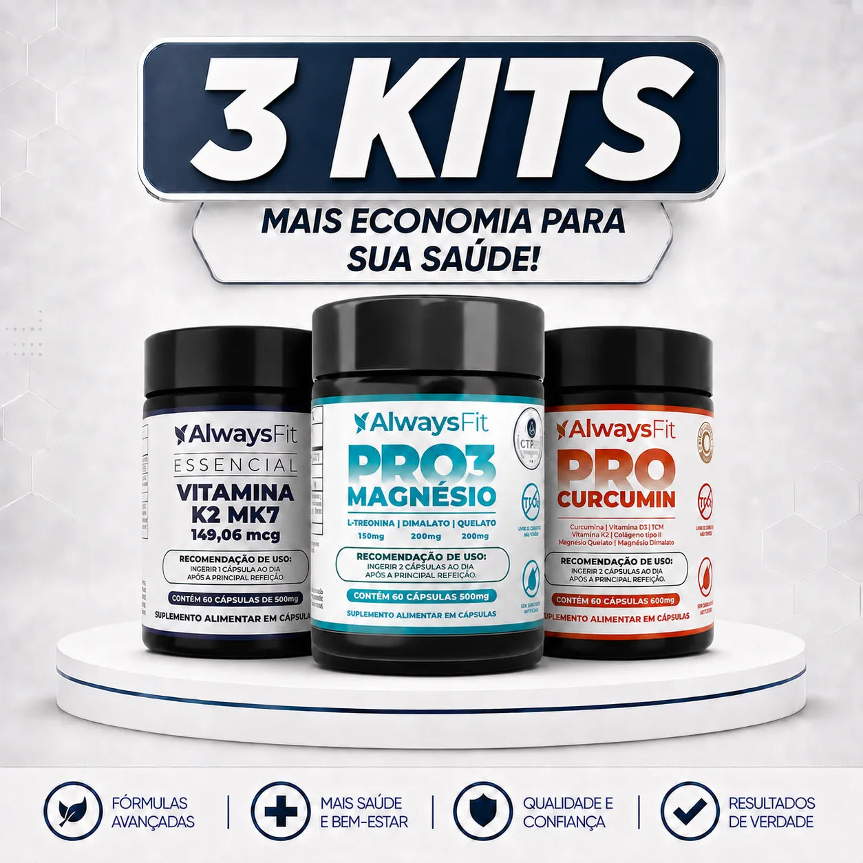 Kit ProCurcumin, Pro3Magnésio e Vitamina K2-MK7