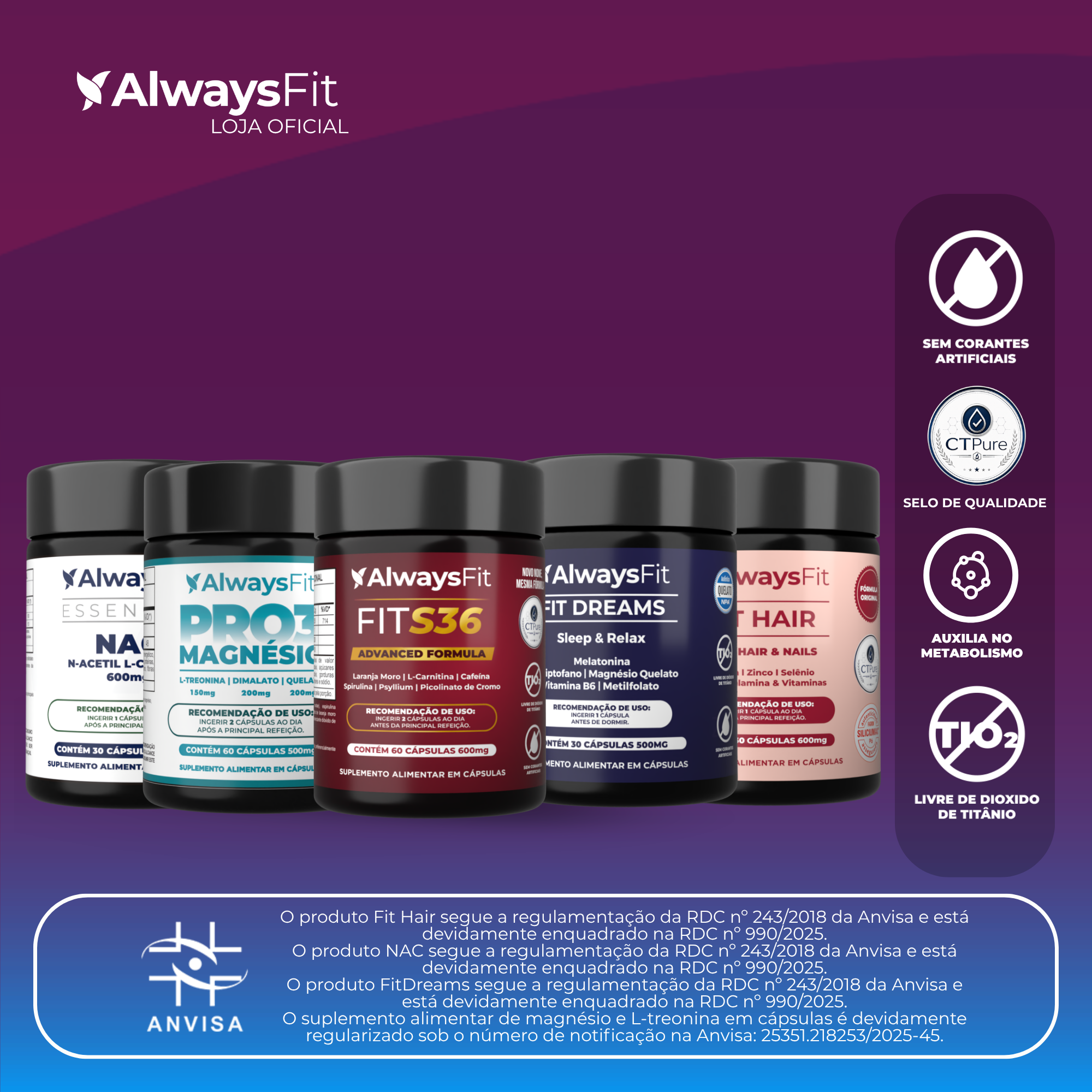 KIT FitHair + NAC + Pro3Magnésio + FitS36 + FitDreams