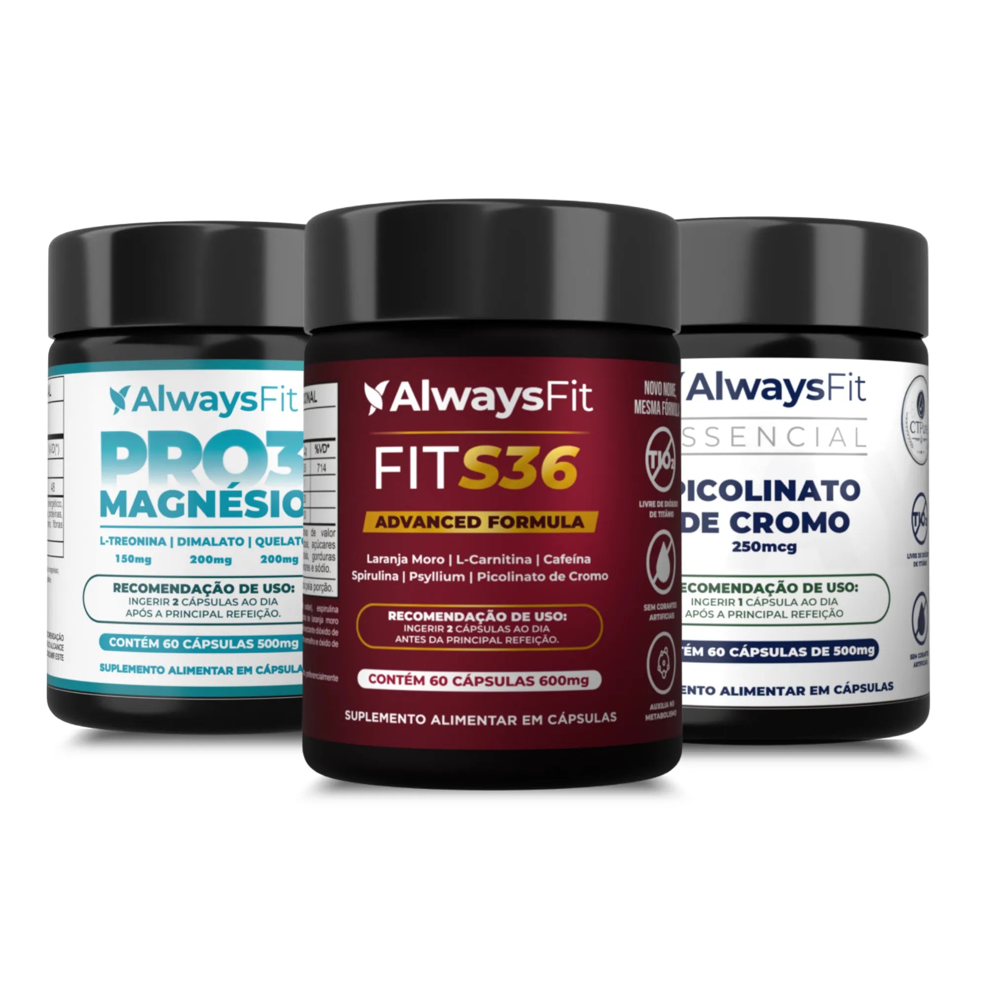 Kit 12 - Pro3Magnesio + Picolinato de Cromo + Fit S36