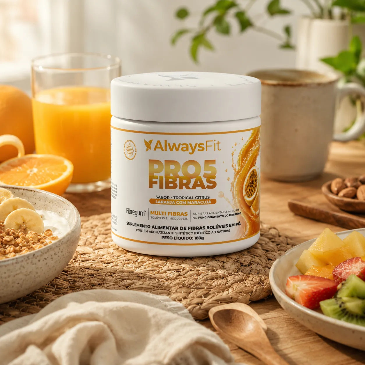 Pro5Fibras - Saúde Intestinal - Sabor  Laranja com Maracujá