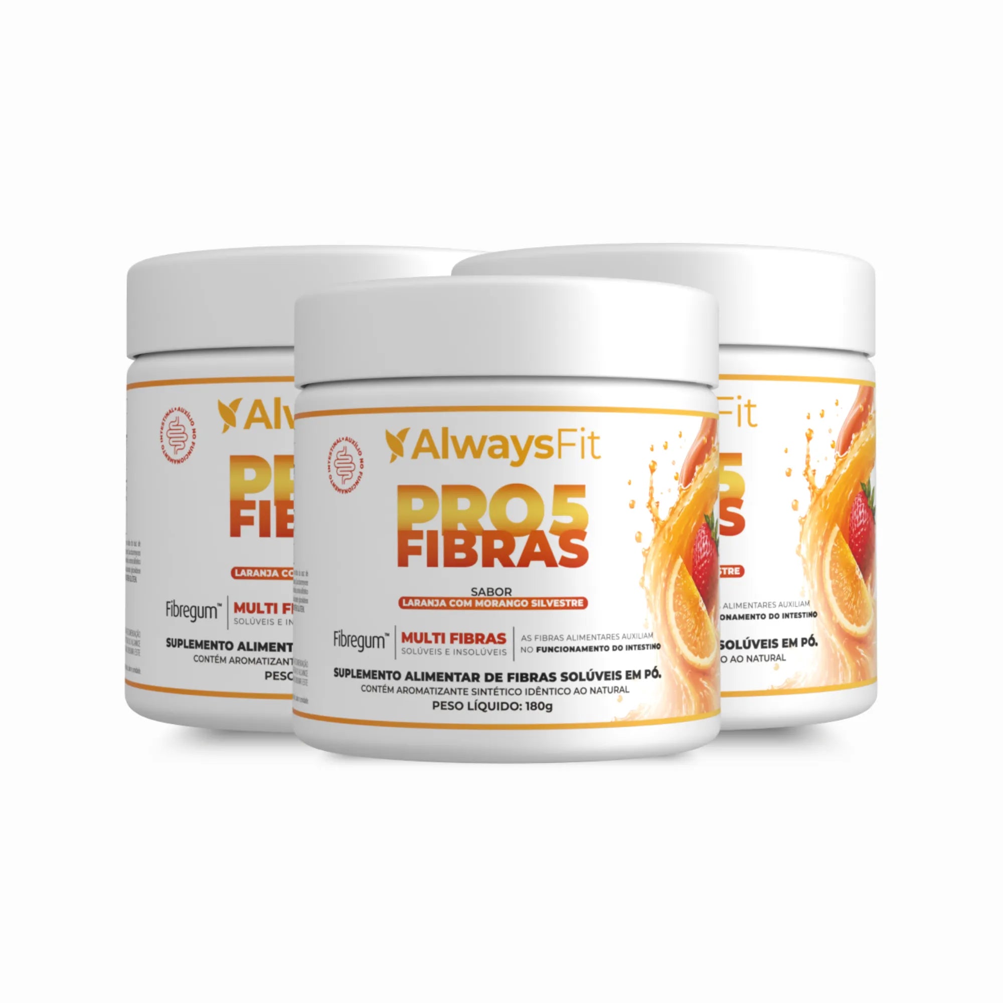 Pro5Fibras - Saúde Intestinal - Sabor Laranja com Morango Silvestre
