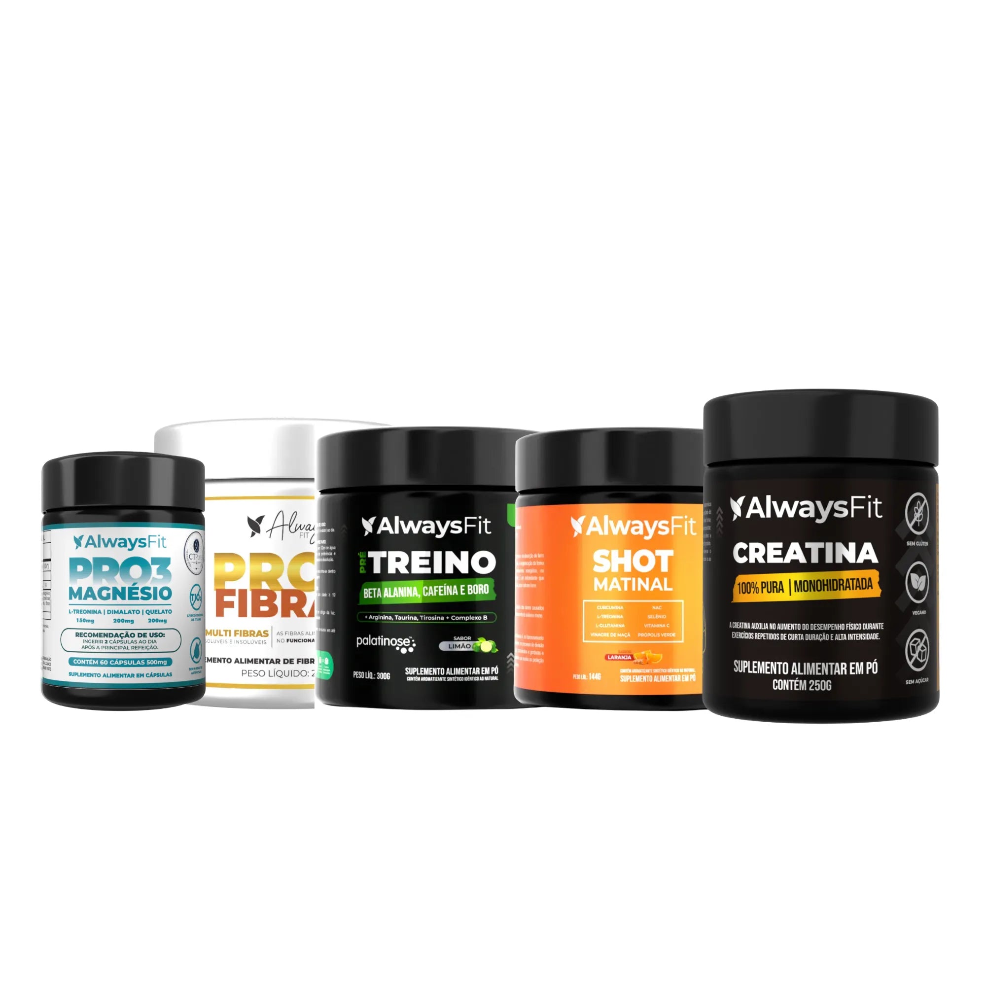 Kit 24 - Shot Matinal + Pré-Treino + Creatina + Pro5Fibras + Pro3Magnésio