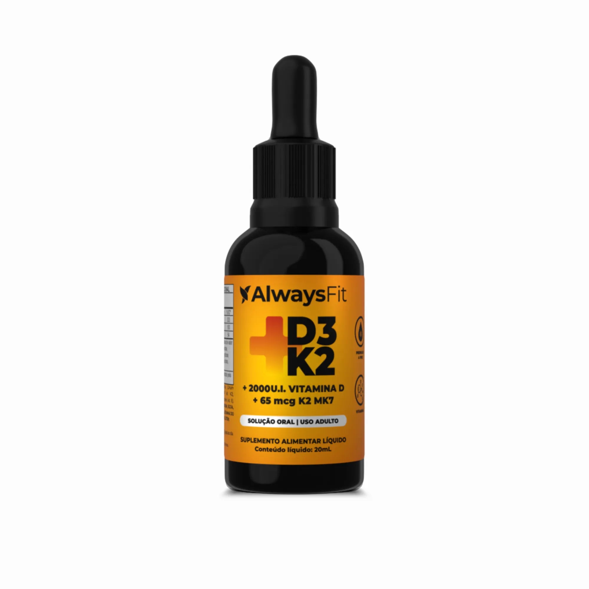 Vitamina D3 + K2 (MK-7) — Suplemento alimentar em solução (gotas)