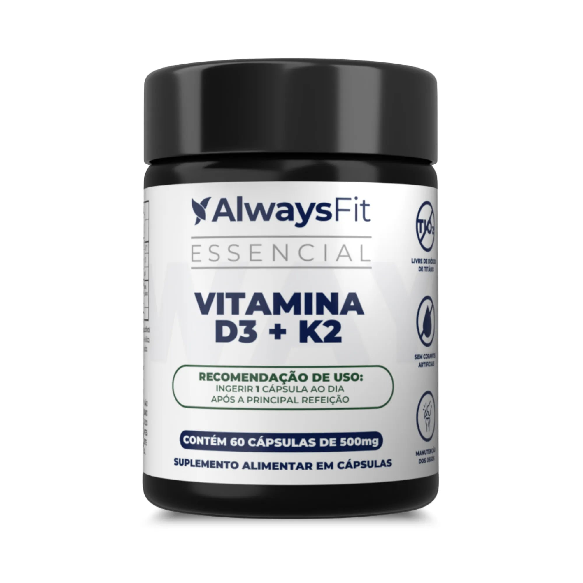 Vitamina D3 + K2 (MK-7) — Suplemento alimentar em cápsulas